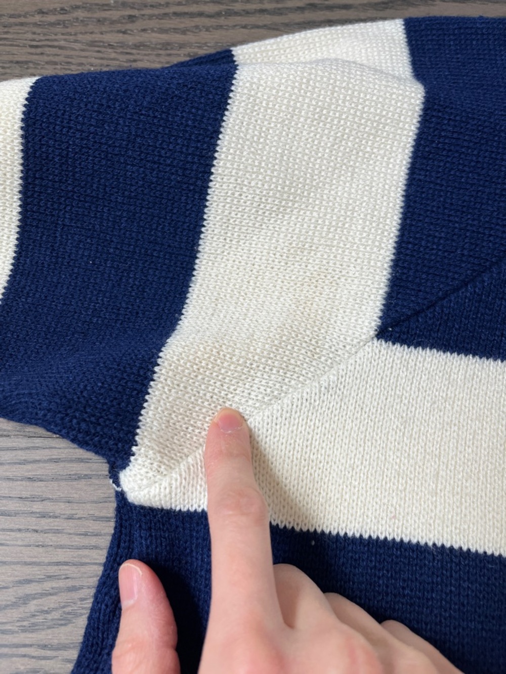 Vintage Navy/Cream Striped Collared Sweater - Picture 4 of 5